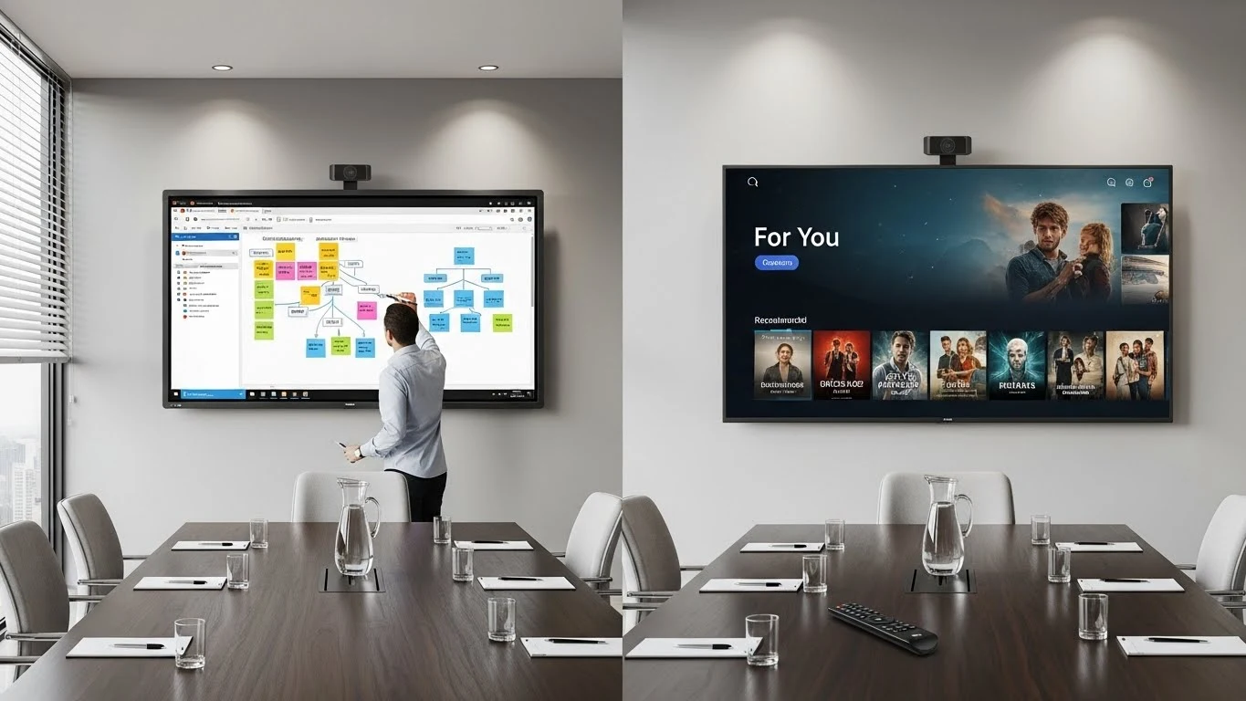 Comparison of a corporate Smartboard interactive display versus a consumer Smart TV in a meeting room setting
